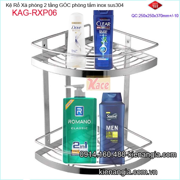 Kệ rổ góc lưới 2 tầng  25cm inox 304 giá rẻ KAG-RXP06
