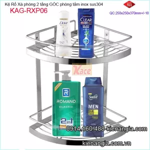 Kệ rổ góc lưới 2 tầng 25cm inox 304 giá rẻ KAG-RXP06