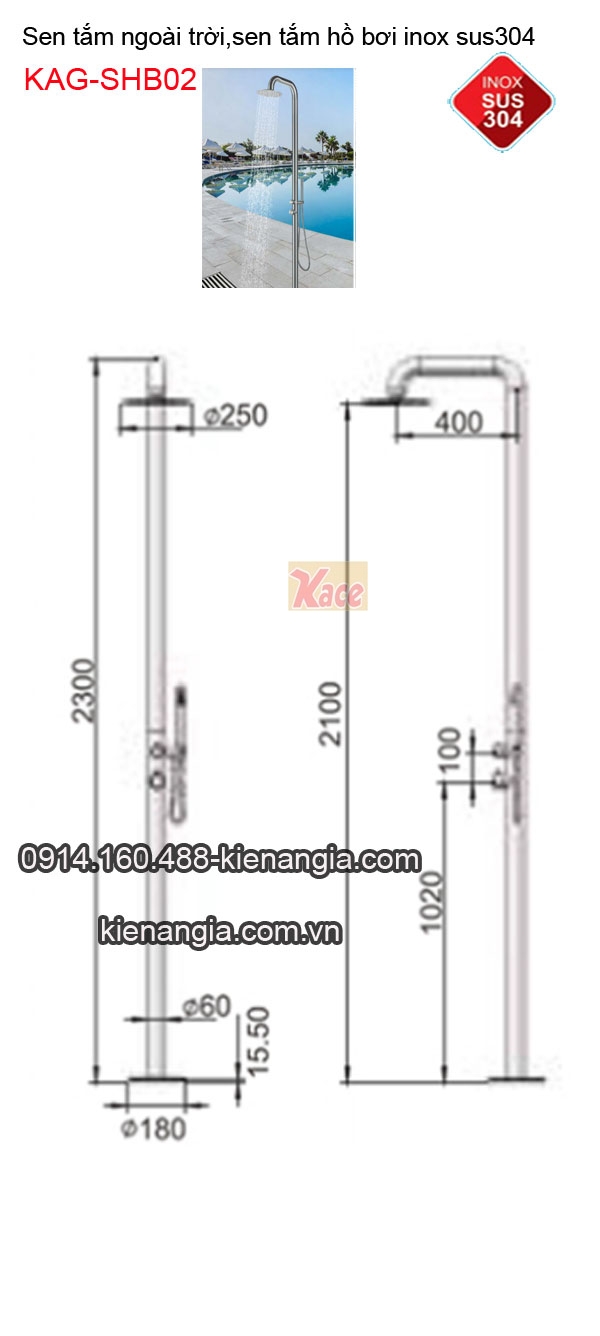 KAG-SHB02-Sen-tam-dung-ngoai-troi-sen-ho-boi-inox-sus304-KAG-SHB02-TSKT