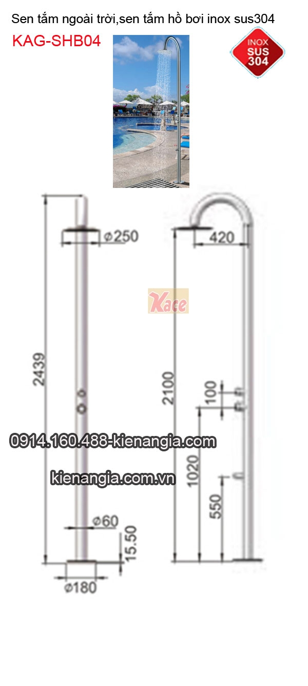 KAG-SHB04-Sen-tam-dung-ngoai-troi-sen-ho-boi-inox-sus304-KAG-SHB04-TSKT