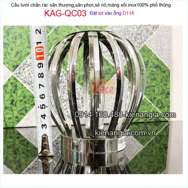 KAG-QC03-cau-luoi-chan-rac-san-thuong-san-phoi-inox-pho-thong-D114-KAG-QC03-chieu-cao