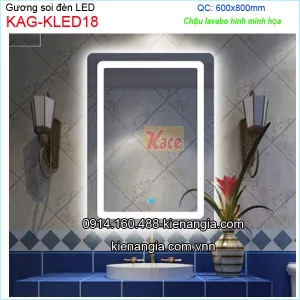 Gương soi đèn Led cảm ứng, khung đồng 600x800-KAG-KLED18