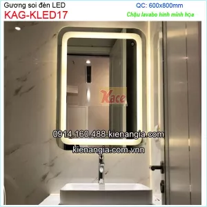 Gương soi đèn Led  cảm ứng, khung đồng 60x80-KAG-KLED17