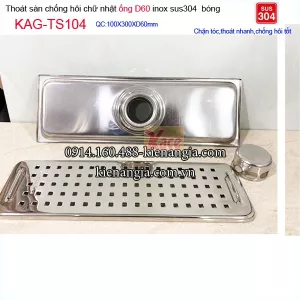 Phễu thu sàn nhà tắm dài 100x300 D60 KAG-TSD104