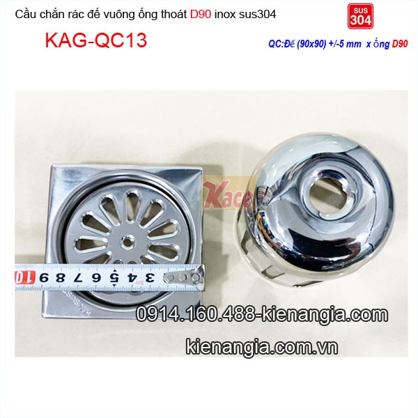 KAG-QC13-Cau-chan-rac-ong-90-thoat-nhanh-de-vuong-inox-304-90x90xD90-KAG-QC13-kich-thuoc