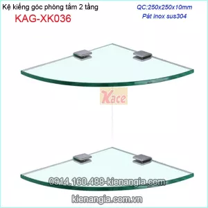 Kệ kiếng góc 2 tầng phòng tắm pát inox 304 giá rẻ KAG-XK036