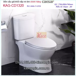 Bồn cầu 2 khối 2 nhấn chính hãng Caesar KAG-CD1320