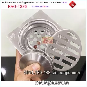 Thoát sàn inox 304 12x12xD90 Viva KAG-TS76