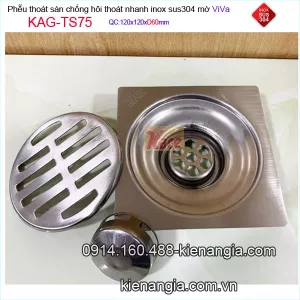 Thoát sàn inox 304 12x12xD60 Viva KAG-TS75