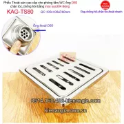 Thoát sàn phòng tắm vách kính  sọc 100x100 D60 KAG-TS80
