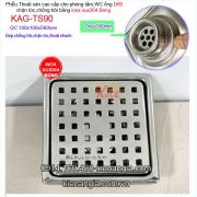 Phễu thu phòng tắm kính 100x100 D60 KAG-TS90