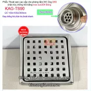 Phễu thu phòng tắm kính 100x100 D60 KAG-TS90