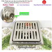 Thoát sàn mặt sọc inox 304 120x120 D60 KAG-TS81