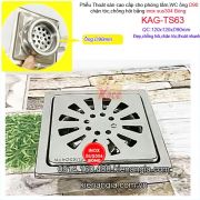 Thoát sàn inox chống hôi sus 304 120x120 D90 KAG-TS63