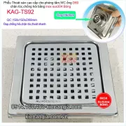 Phễu thoát sàn ca rô inox 304 150x150 D60 KAG-TS92