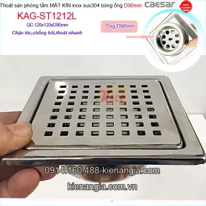 Thoát sàn Ca rô 120x120 ống D90 Caesar KAG-ST1212L