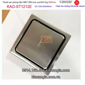 Phễu thu nước WC  mặt kín inox 304 120X120 ống D60 Caesar KAG-ST1212E