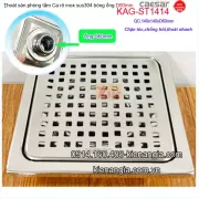 Phễu thu sàn  ca rô inox bóng 140X140 ống 60 Caesar KAG-ST1414