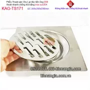 Thoát sàn inox 304 đúc Chu Lai 200x200xD90 KAG-TS171