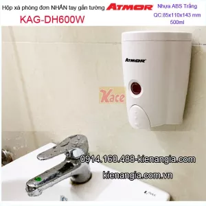 Hộp xà phòng nhấn 500ml bằng nhựa ABS trắng ATMOR DH 600W