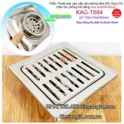 Phễu thu sàn sọc Sus 304 150x150 D90 KAG-TS84