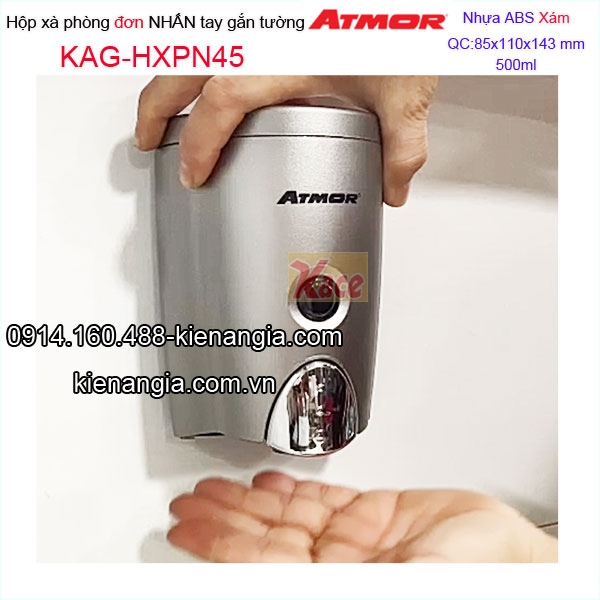 Hộp xà phòng nhấn tay 500ml xám ATMOR KAG-HXPN45