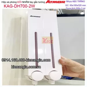 Hộp xà phòng nhấn đôi 500nl x2 bằng nhựa trắng ATMOR DH700-2W