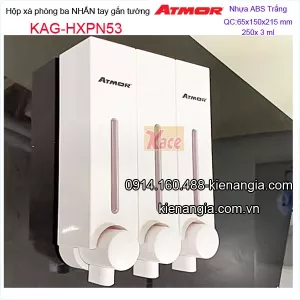 Hộp xà phòng  3 ngăn 250ml x3  nhấn tay màu trắng ATMOR KAG-HXPN53