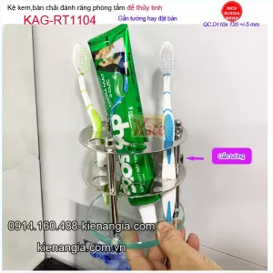 Kệ kem bàn chải inox đế thủy tinh gắn tường hay đặt bàn KAG-RT1104