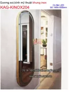 Gương soi  khung inox đèn LED oval 50x100cm  KAG-KINOX204