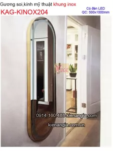 Gương soi  khung inox đèn LED oval 50x100cm  KAG-KINOX204