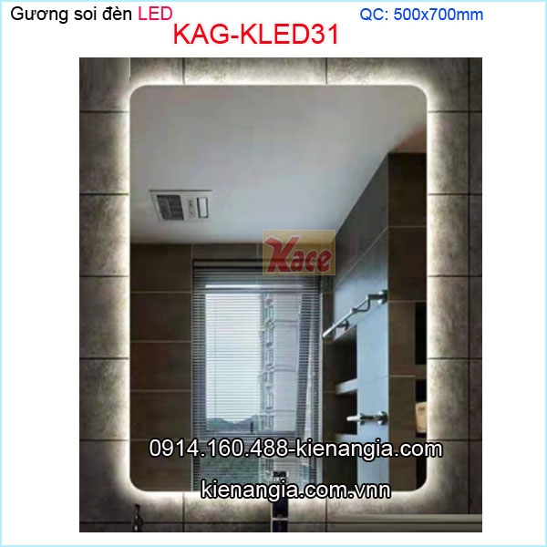 Gương soi đèn Led chữ nhật  phòng tắm,phòng ngủ 50x70 KAG-KLED31