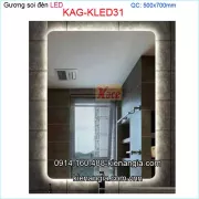Gương soi đèn Led chữ nhật  phòng tắm,phòng ngủ 50x70 KAG-KLED31