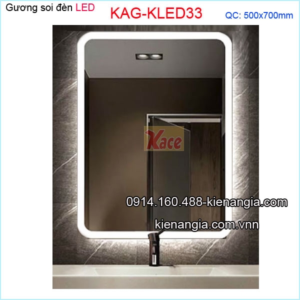 Gương soi đèn Led chữ nhật  phòng tắm,phòng ngủ 50x70 KAG-KLED33