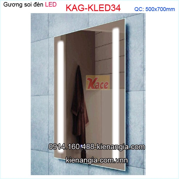 Gương soi đèn Led chữ nhật  phòng tắm,phòng ngủ 50x70 KAG-KLED34