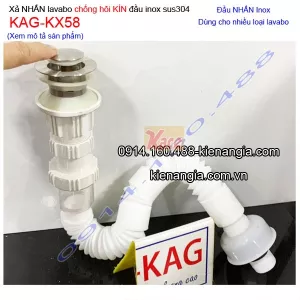 Xả nhấn inox chống hôi  lavabo tô kiếng,tô sứ KAG-KX58 lavabo không lỗ tràn