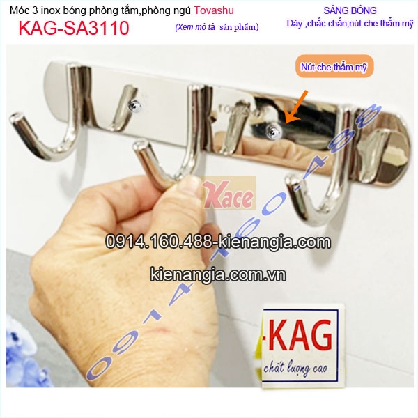 Móc cong 3 inox bóng Tovashu-KAG-3110