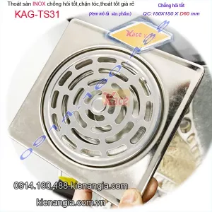 Thoát sàn chống hôi không đọng nước  inox giá rẻ 150X150 O60  KAG-TS31