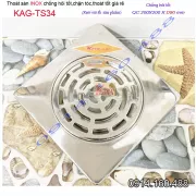 Thoát sàn chống hôi inox giá rẻ 200X200 O90 KAG-TS34