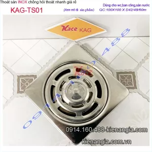 Hố ga,phễu thoát sàn WC 100X100 D42D49 KAG-TS01