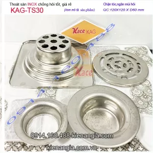 Thoát sàn chống hôi inox giá rẻ 120X120  O60 KAG-TS30