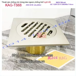 Thoát sàn chống côn trùng inox 304 mờ 12x12XD60/90 KAG-TS68