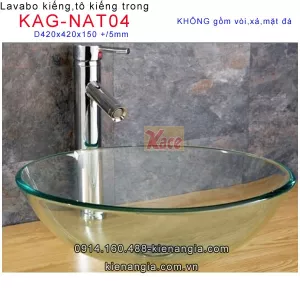 Chậu lavabo tô kiếng D410mm, tô kính trong suốt KAG-NAT04