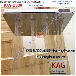 Bát sen tắm đứng chữ nhật,mặt bọc inox KAG-BS38