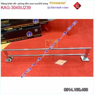 Thanh treo khăn đôi đế vuông Tovashu KAG-SU239