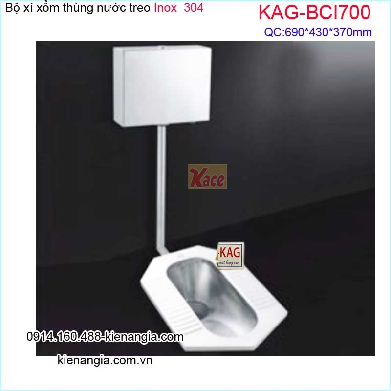 Xí xổm thùng nước treo bằng INOX 304 KAG-BCI700