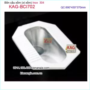 Xí xổm bằng INOX 304 KAG-BCI702 chống hôi thỏ liền