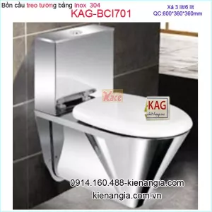 Bồn cầu TREO TƯỜNG bằng INOX 304 KAG-BCI701