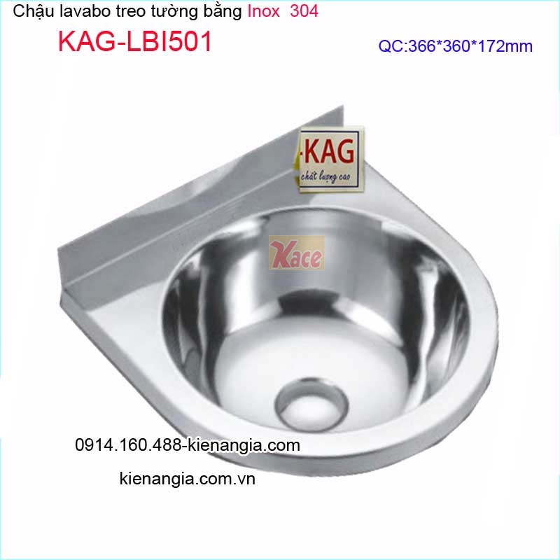 Chậu lavabo treo tường bằng inox 304KAG-LBI501