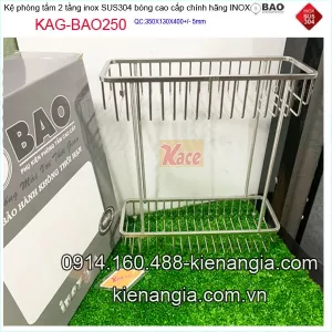 Kệ rổ thẳng 2 tầng phòng tắm inox Bảo KAG-BAO250